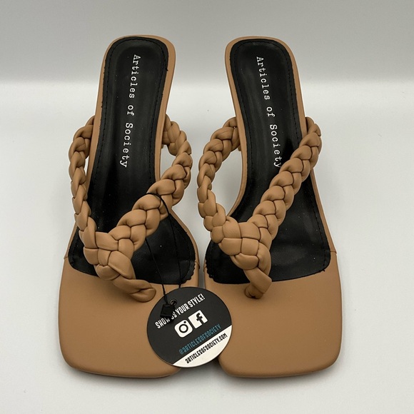 Articles Of Society Sandals Size 9 Tan Braided Heels - Picture 3 of 7